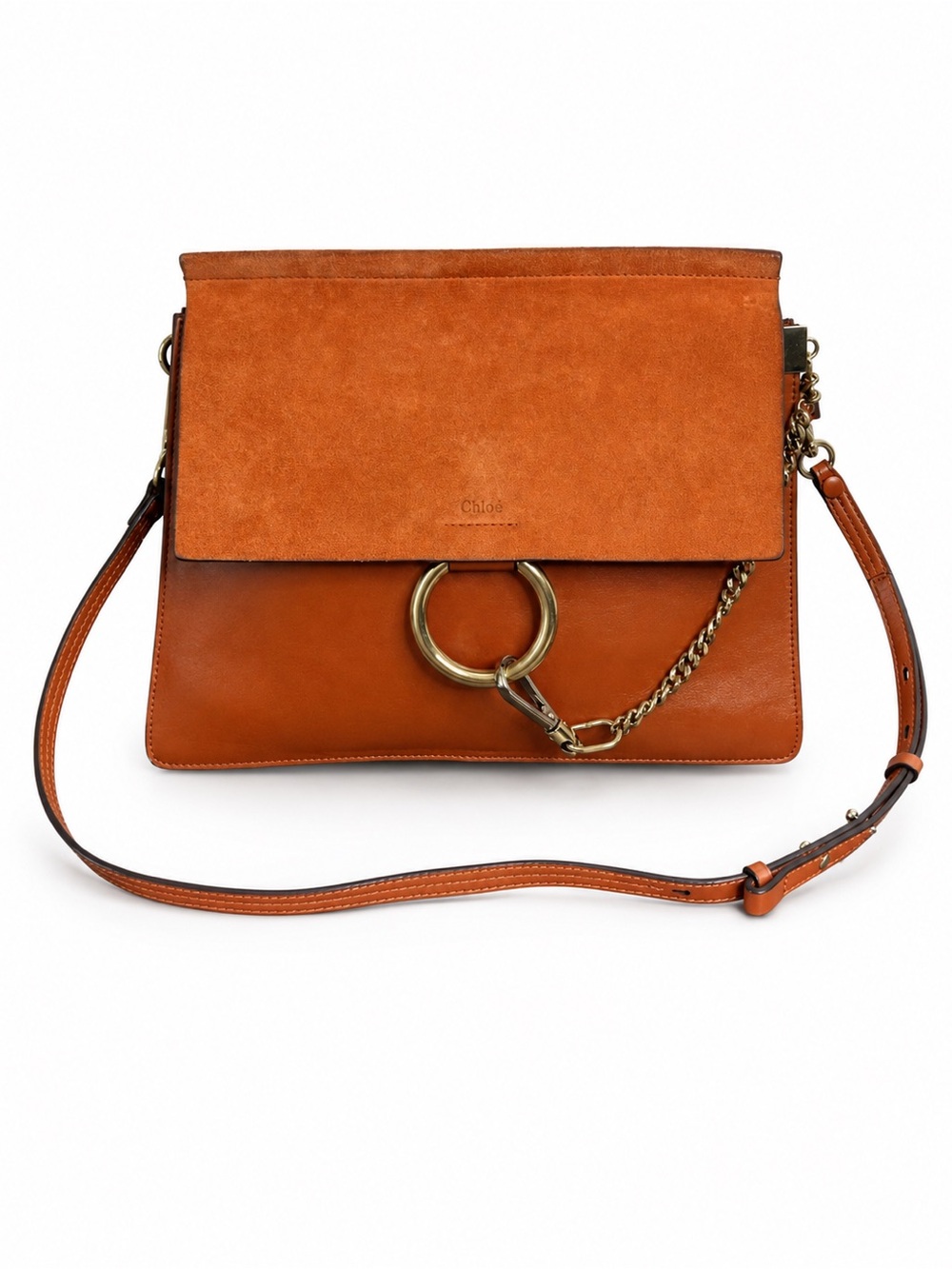 Chloé Two-Tone Tan & Orange Suede Shoulder Bag (0047)